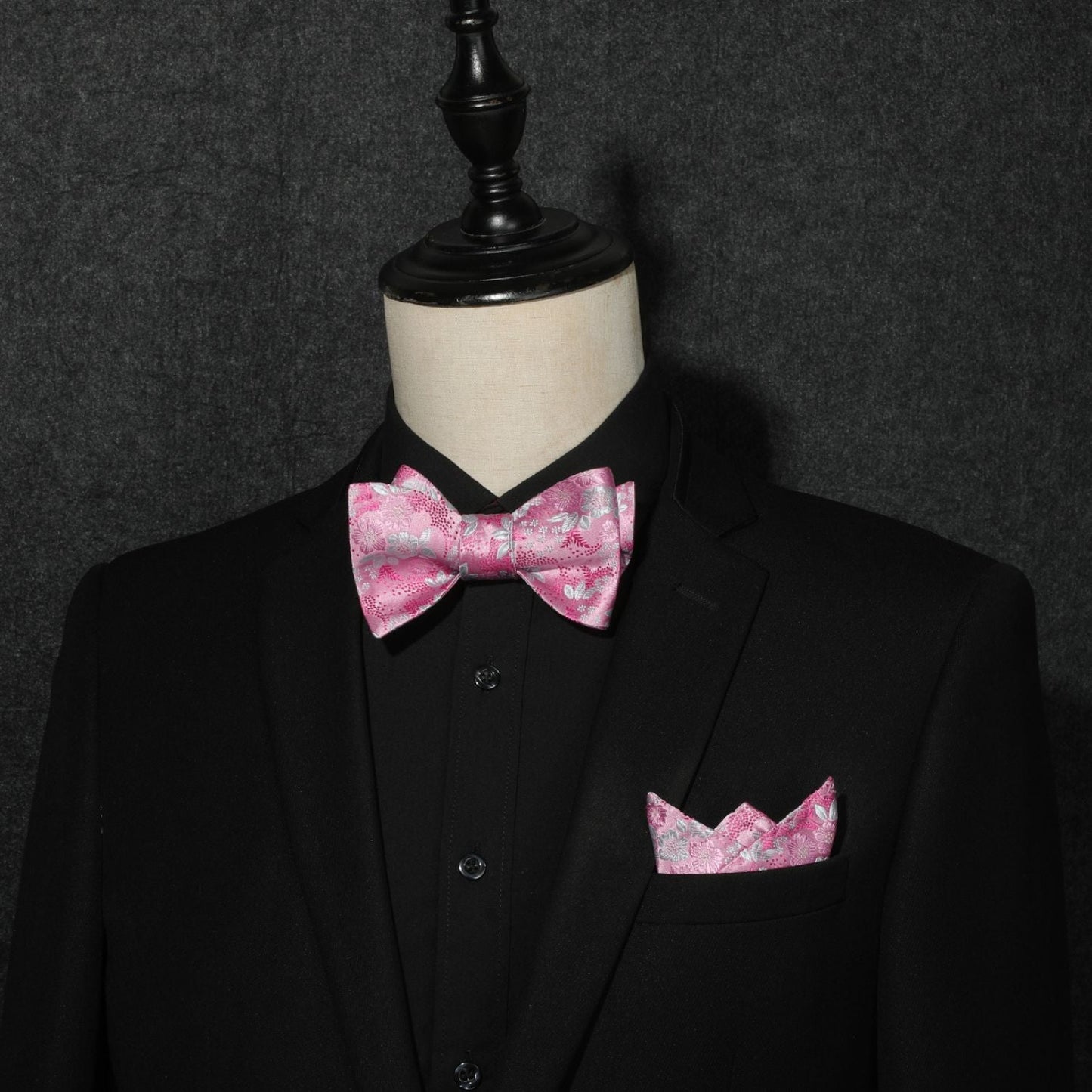 Hisdern Pink Floral Bow Tie Set Groomsmen Wedding