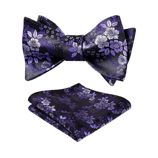 Hisdern Purple And Lavender Floral Bow Tie Set Groomsmen Wedding