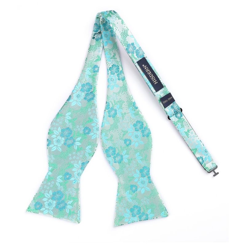 Hisdern Aqua Floral Bow Tie Set Groomsmen Wedding