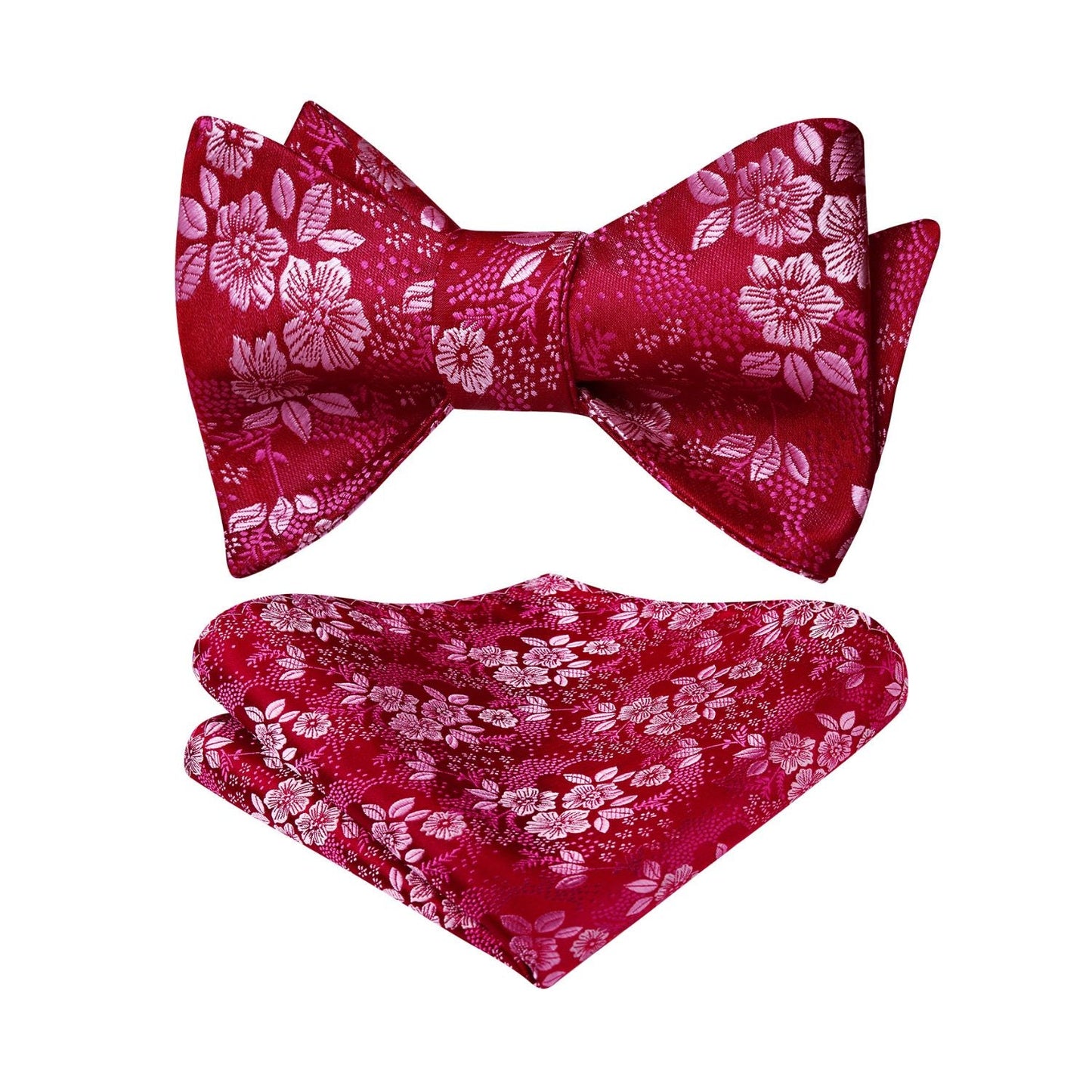 Hisdern Hot Pink Floral Bow Tie Set Groomsmen Wedding