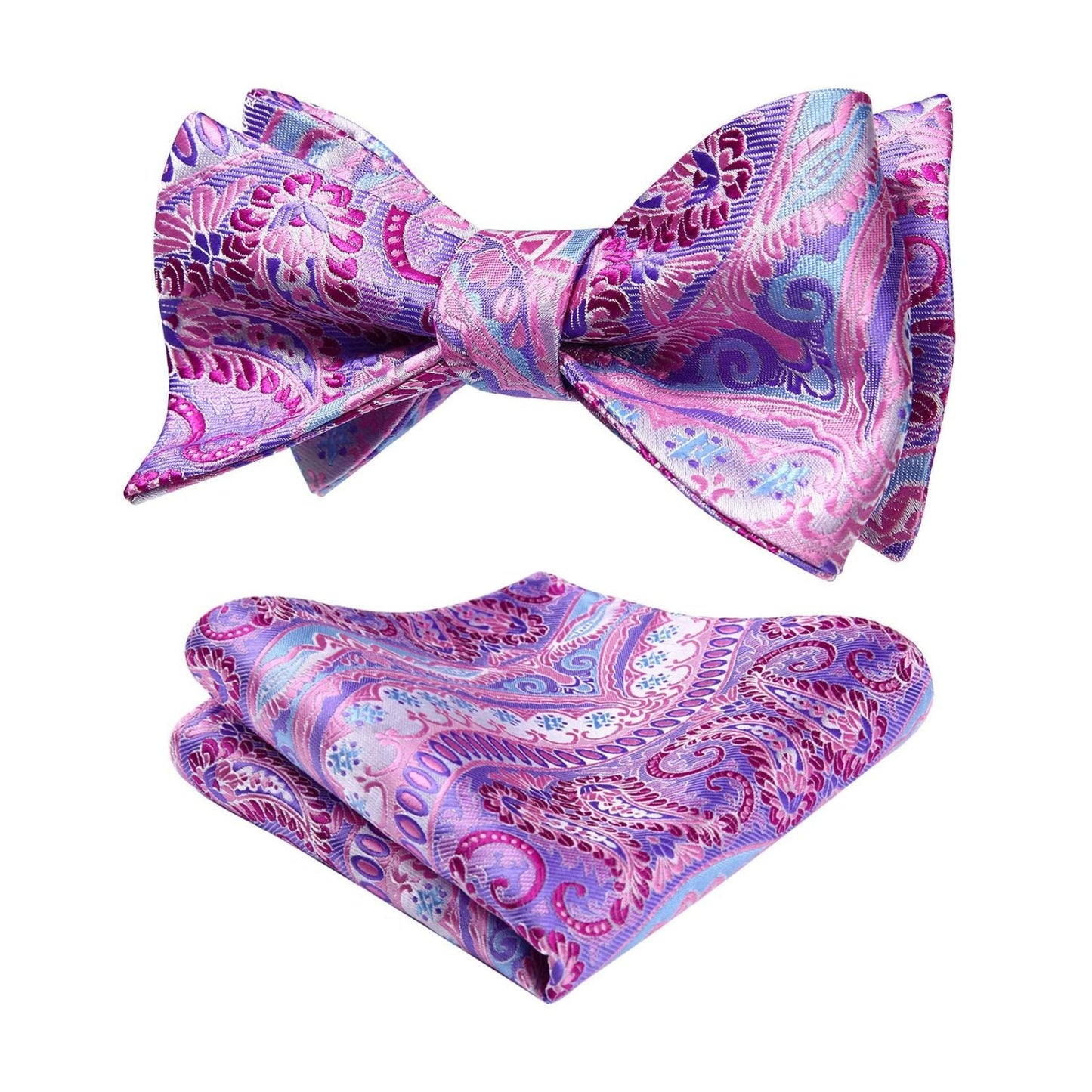 Hisdern Pink Paisley Bow Tie Set For Evening Wear