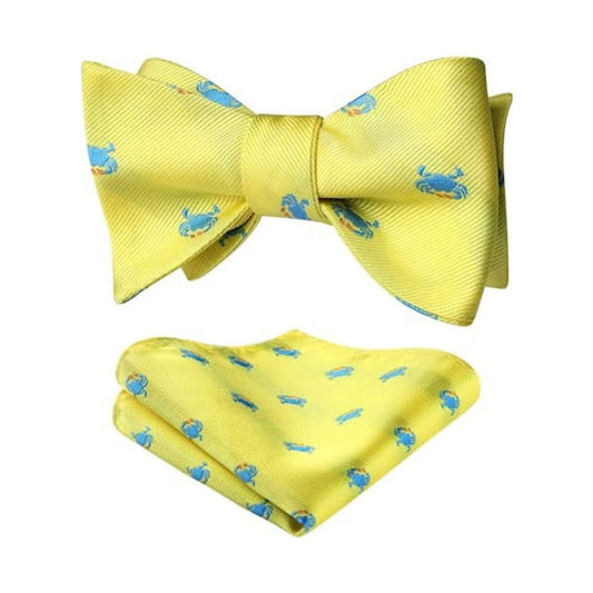 Hisdern Crab Yellow Animal Bow Tie Accessories Set for Party