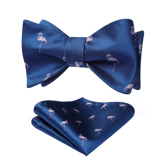 Hisdern Flamingo Blue Animal Bow Tie Accessories Set for Party