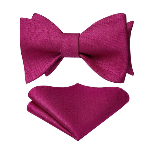 Hisdern Polka Dots Hot Pink Bow Tie Set for Party Wedding