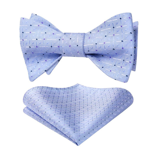 Hisdern Purple Plaid Bow Tie Set For Special Occasions