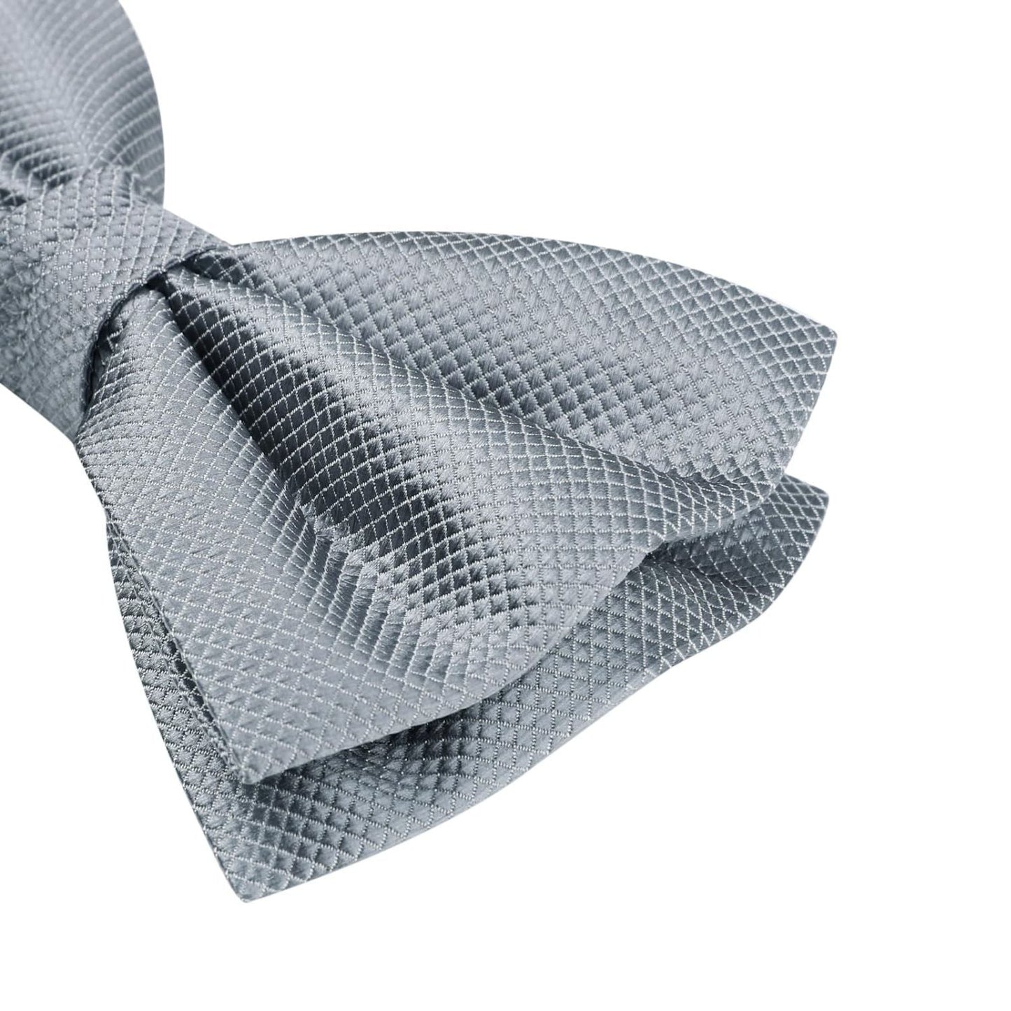 Hisdern Grey Solid Pre-Tied Bow Tie Accessories Set For Evening Wear