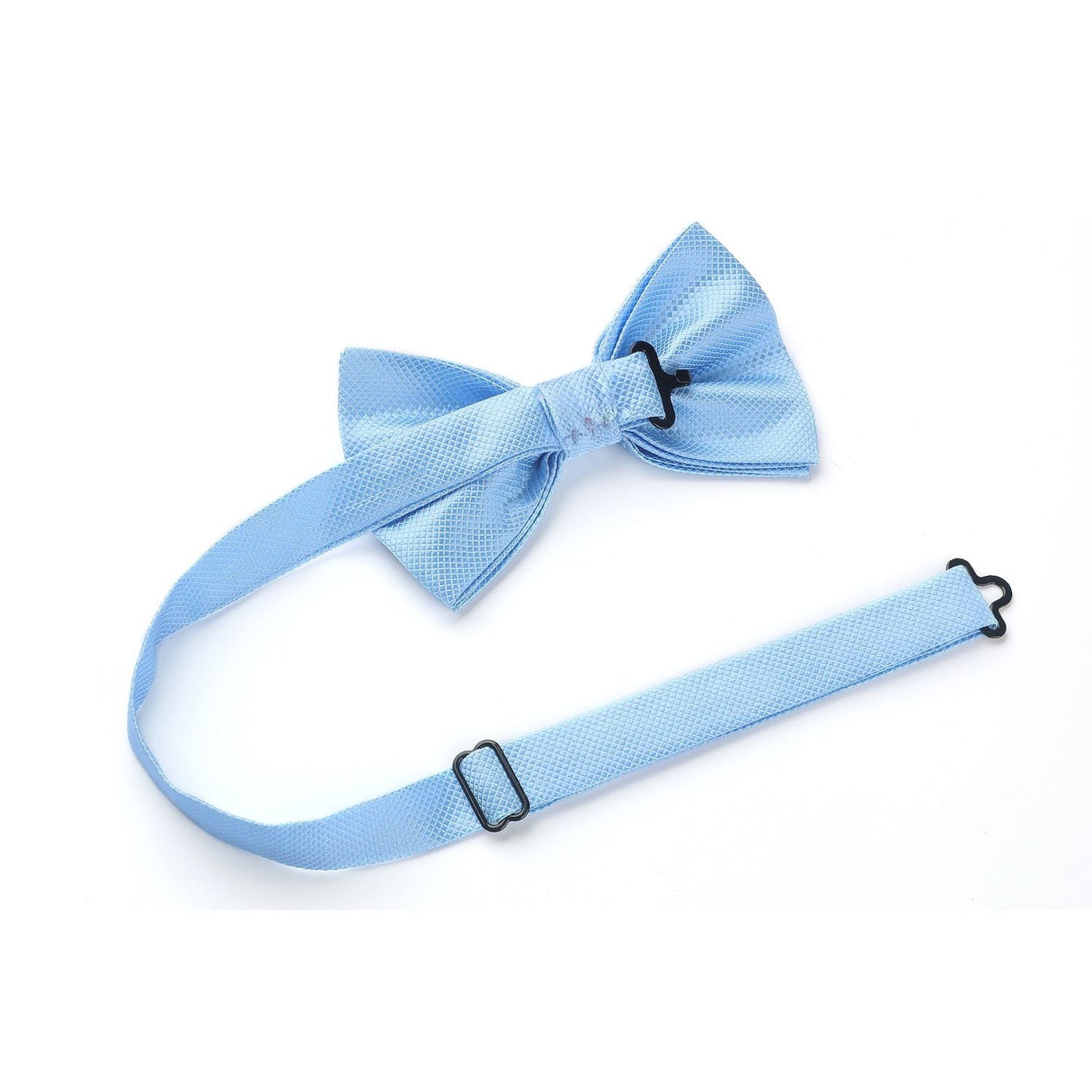 Hisdern Blue Solid Pre-Tied Bow Tie Accessories Set For Evening Wear