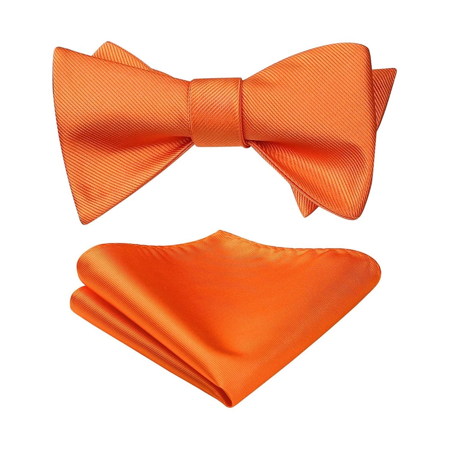Hisdern Orange Solid Bow Tie Accessories Set For Evening Wear
