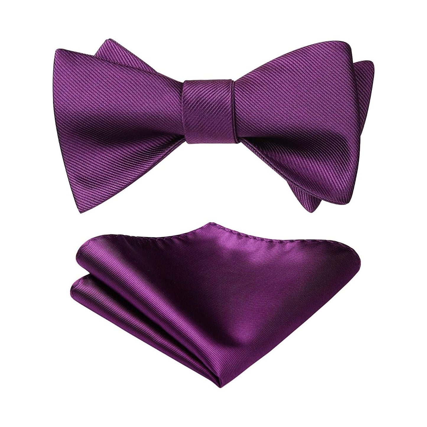 Hisdern Purple Solid Bow Tie Accessories Set For Evening Wear