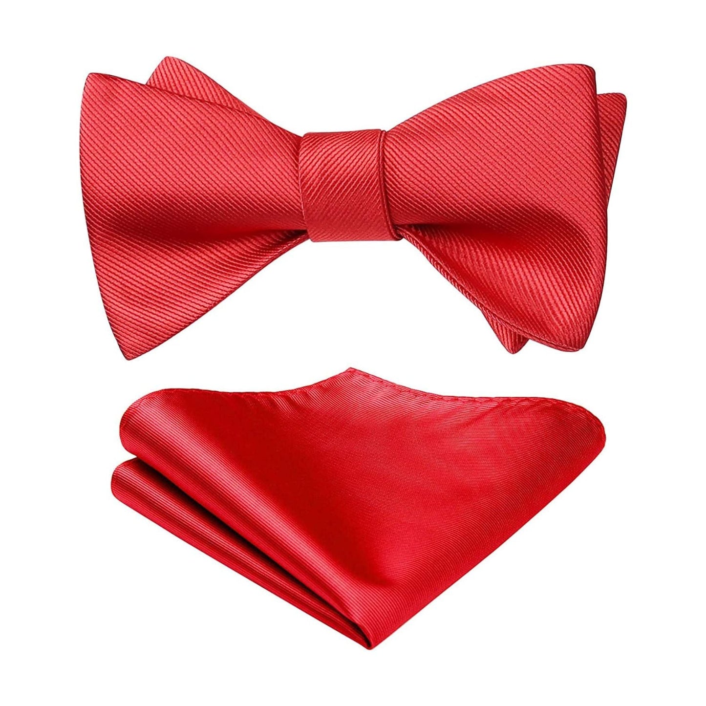 Hisdern Red Solid Bow Tie Accessories Set For Evening Wear