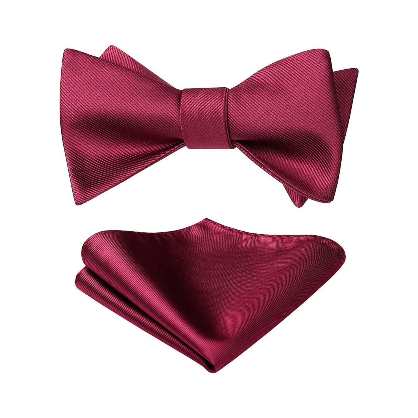 Hisdern Burgundy Solid Bow Tie Accessories Set For Evening Wear