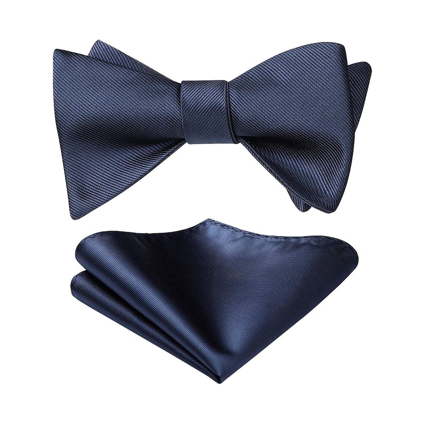 Hisdern Navy Blue Solid Bow Tie Accessories Set For Evening Wear