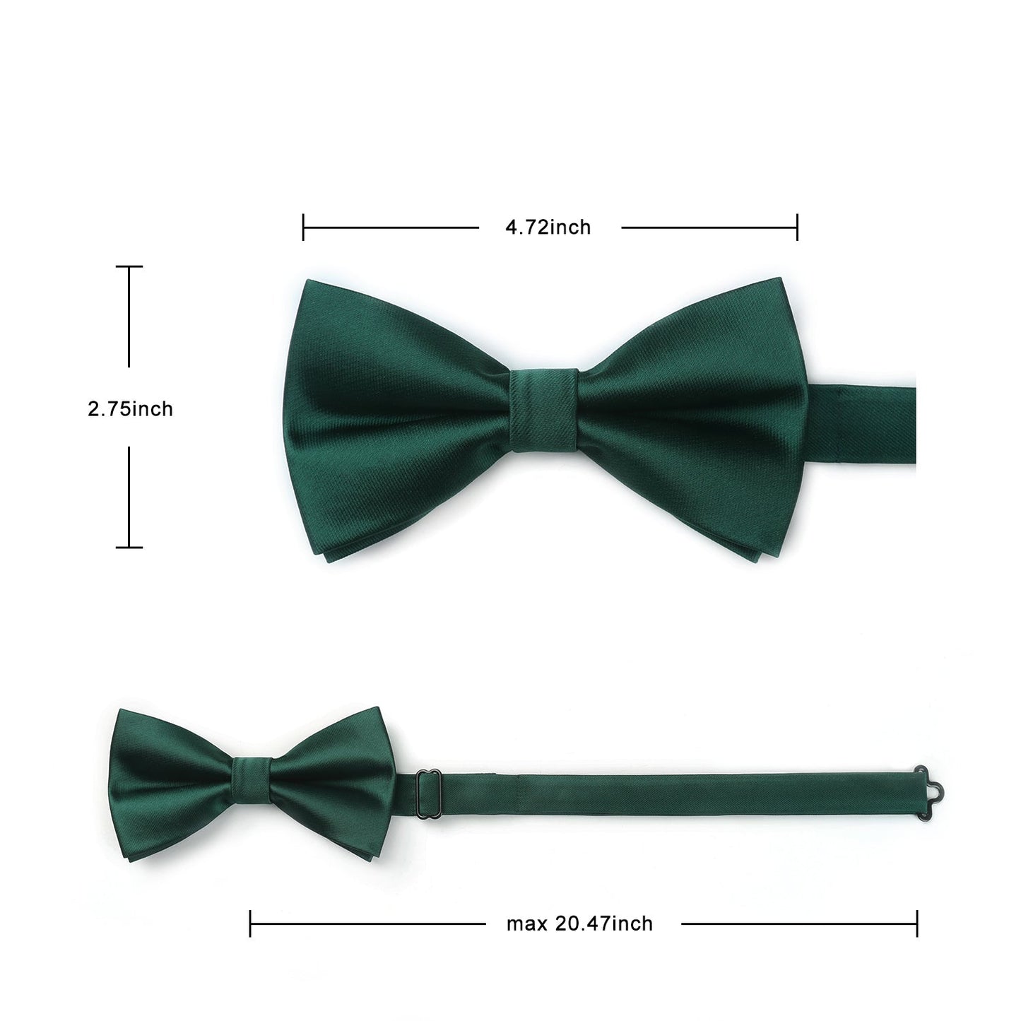 Hisdern Green Solid Pre-Tied Bow Tie For Evening Wear
