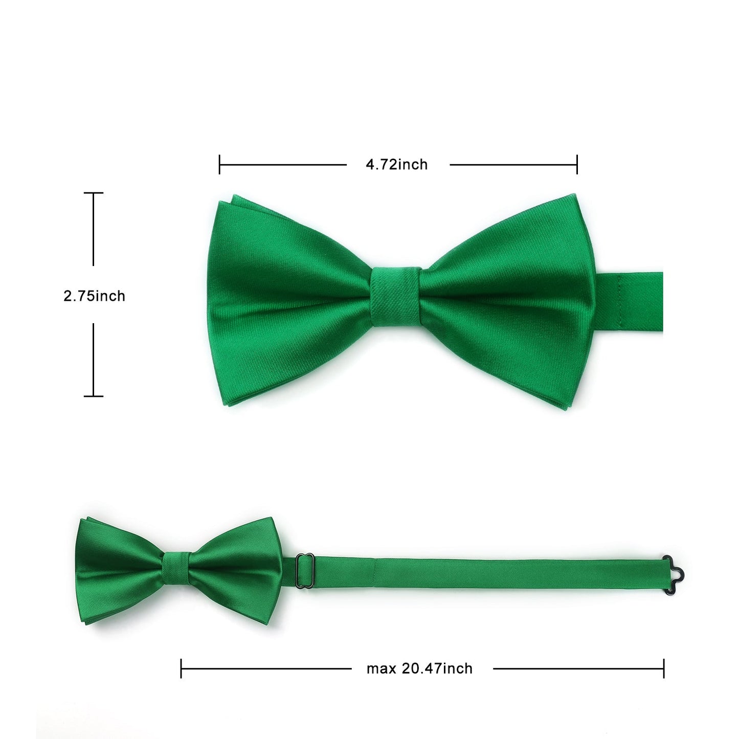 Hisdern Green Solid Pre-Tied Bow Tie For Evening Wear