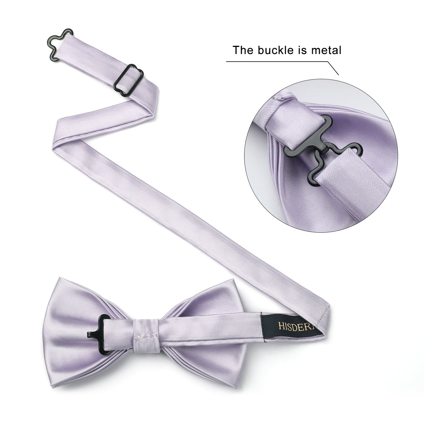 Hisdern Purple Solid Pre-Tied Bow Tie For Evening Wear