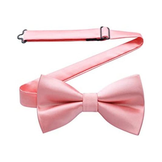 Hisdern Pink Solid Pre-Tied Bow Tie Adjustable For Wedding Party