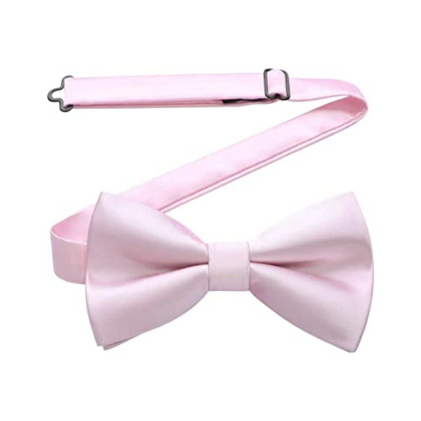 Hisdern Light Pink Solid Pre-Tied Bow Tie Adjustable For Wedding Party