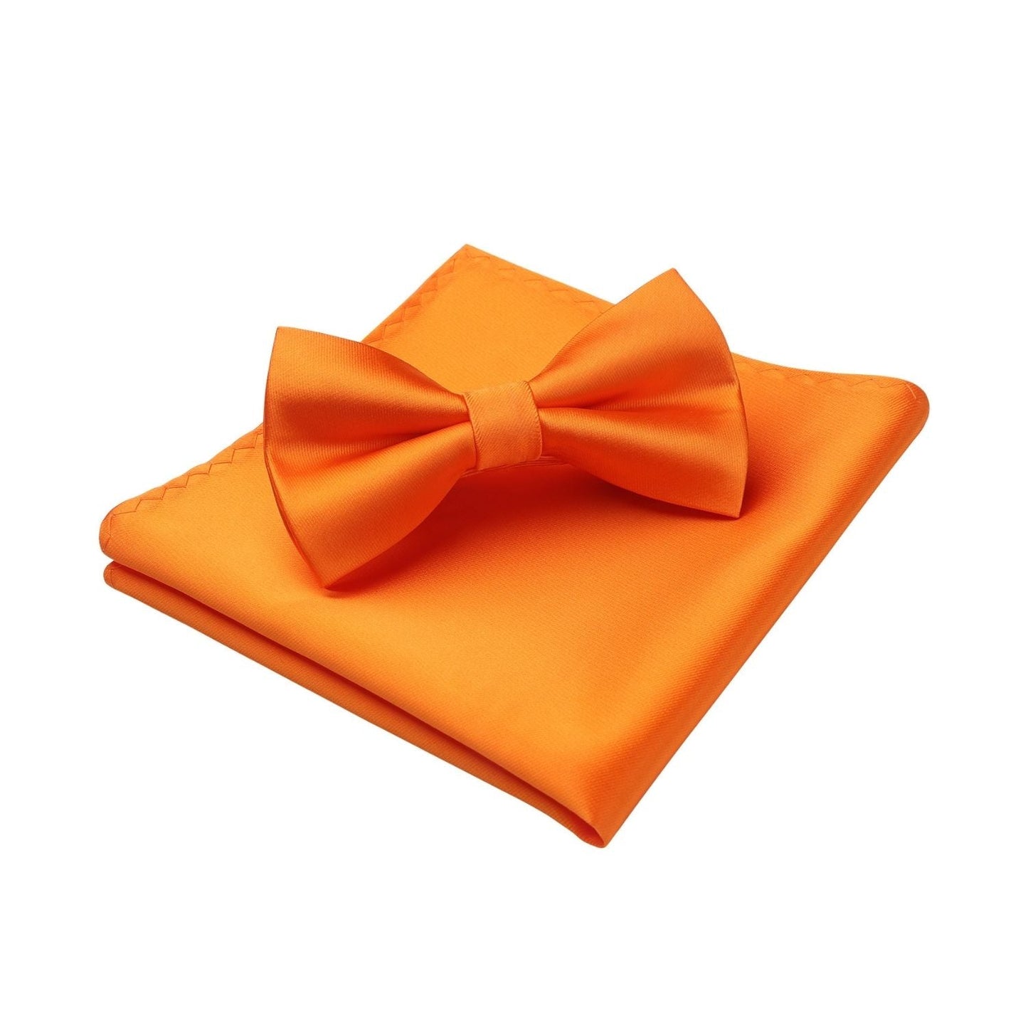 Hisdern Orange Solid Pre-Tied Bow Tie Accessories Set For Evening Wear