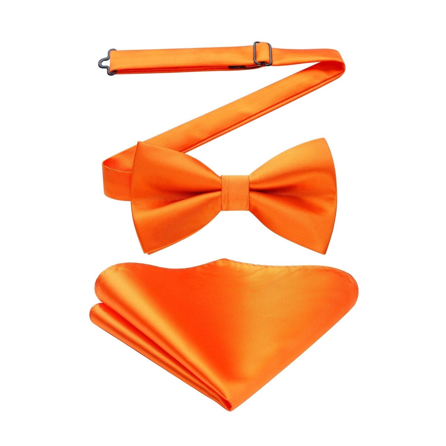 Hisdern Orange Solid Pre-Tied Bow Tie Accessories Set For Evening Wear