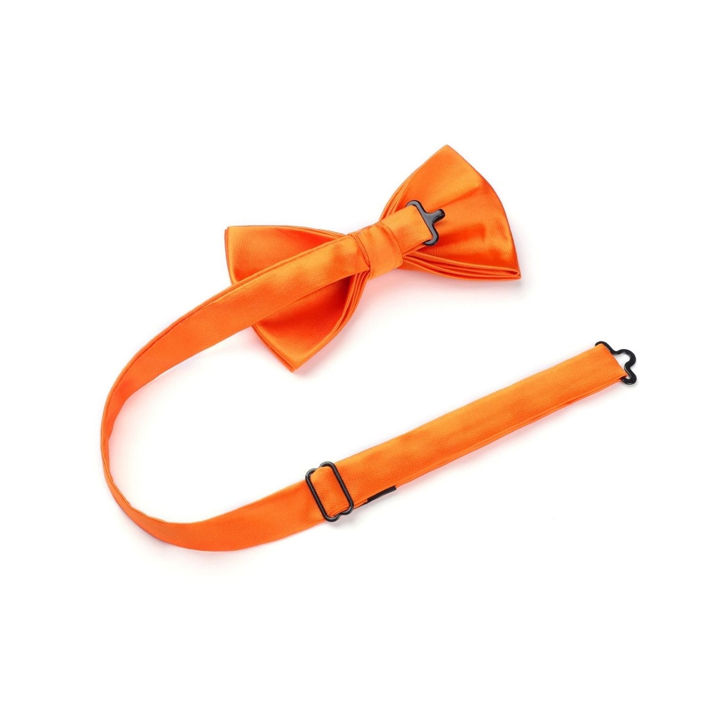 Hisdern Orange Solid Pre-Tied Bow Tie Accessories Set For Evening Wear