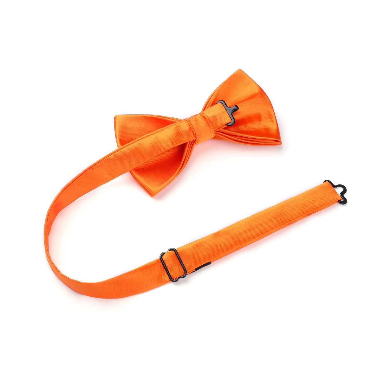 Hisdern Bright Orange Solid Pre-Tied Bow Tie Accessories Set For Evening Wear