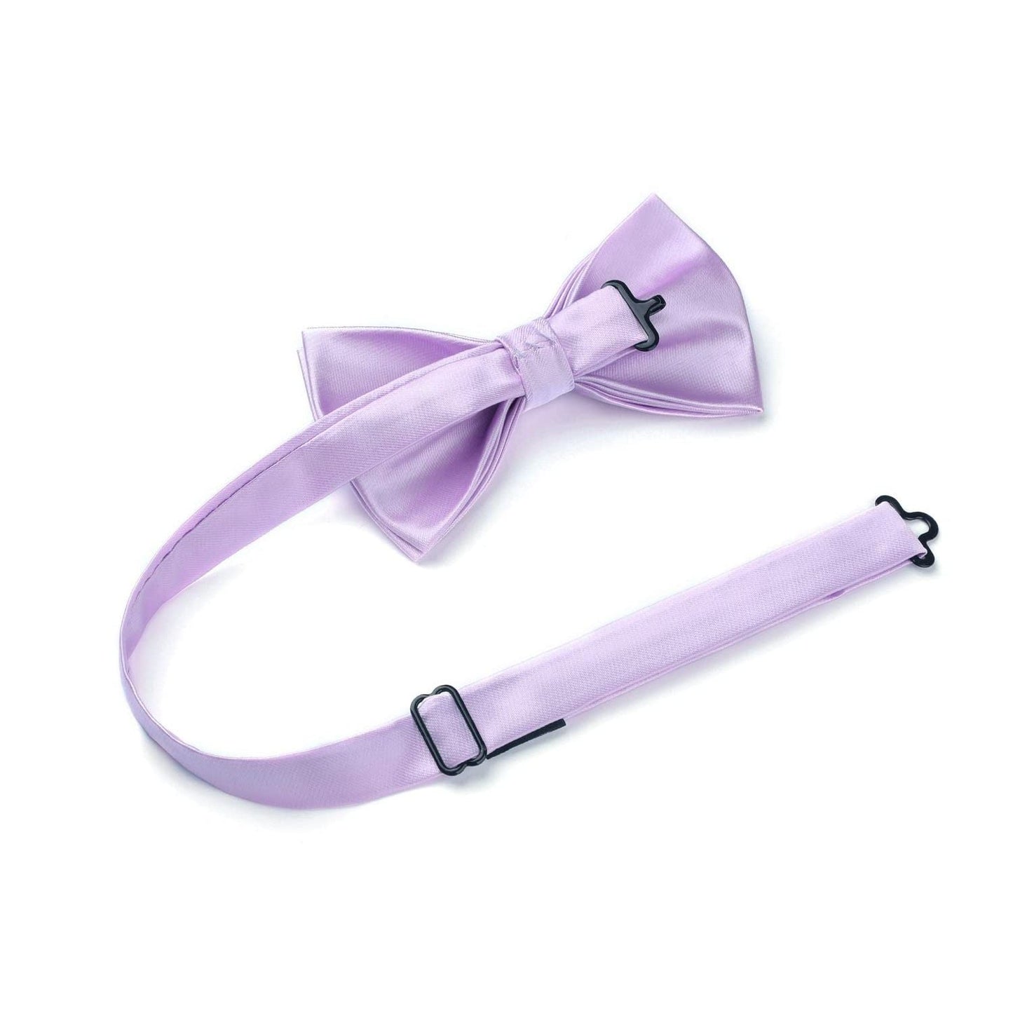 Hisdern Light Purple Solid Pre-Tied Bow Tie Accessories Set For Evening Wear