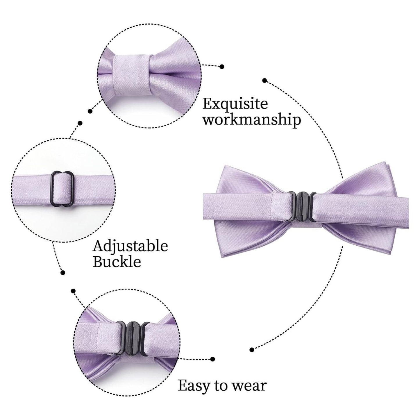 Hisdern Purple Solid Pre-Tied Bow Tie for Boys