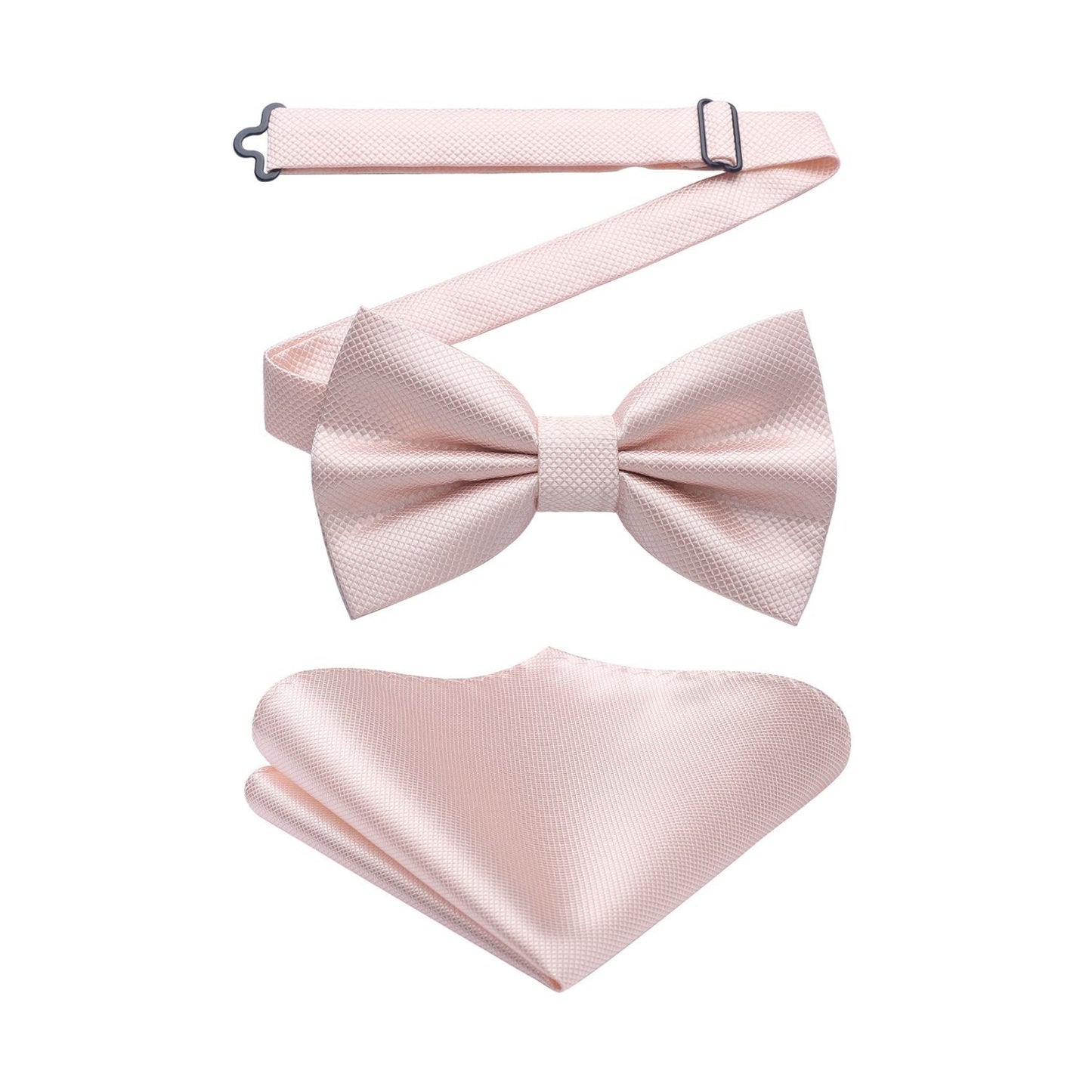 Hisdern Light Pink Solid Pre-Tied Bow Tie Accessories Set For Evening Wear