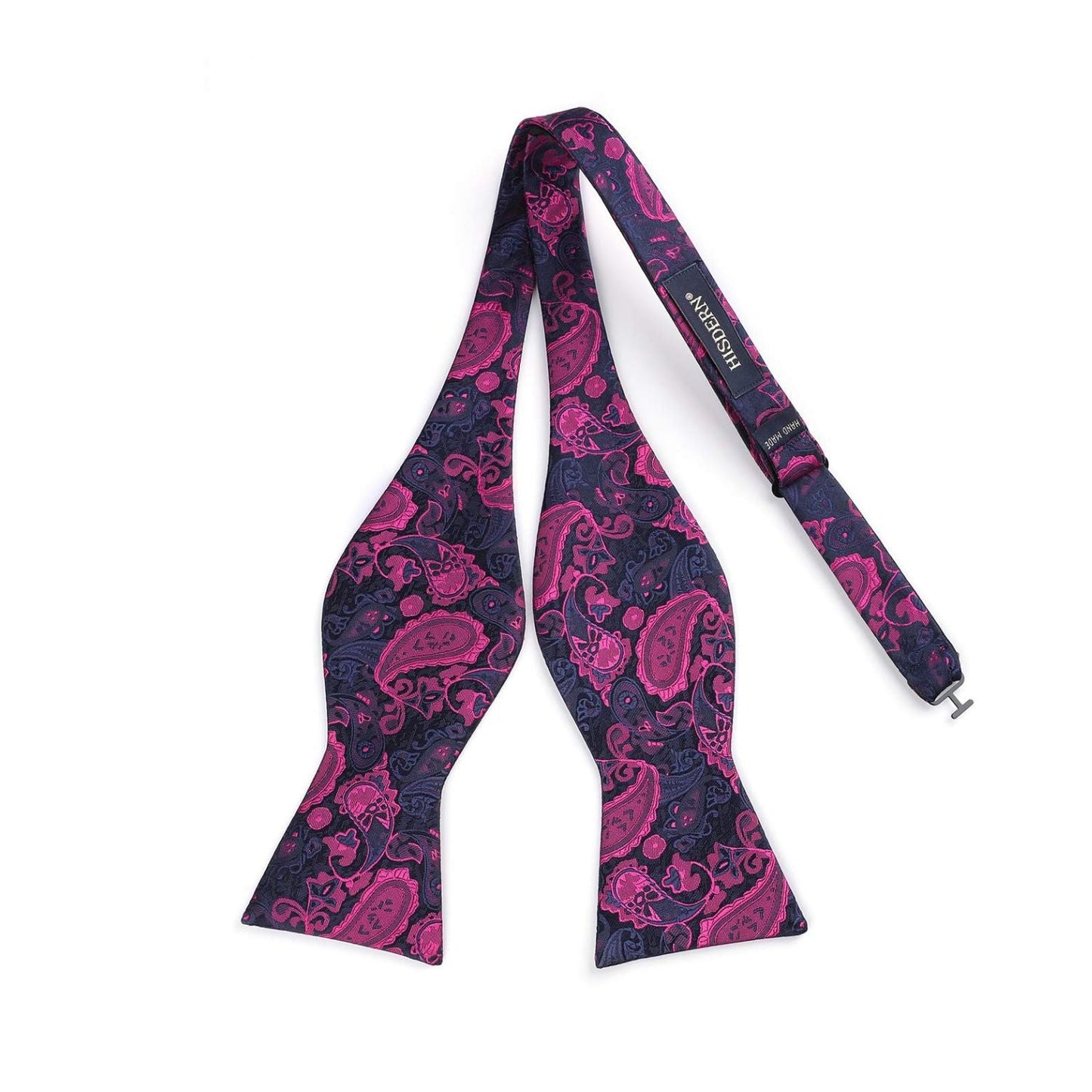 Hisdern Plum Navy Blue Paisley Bow Tie Set For Evening Wear