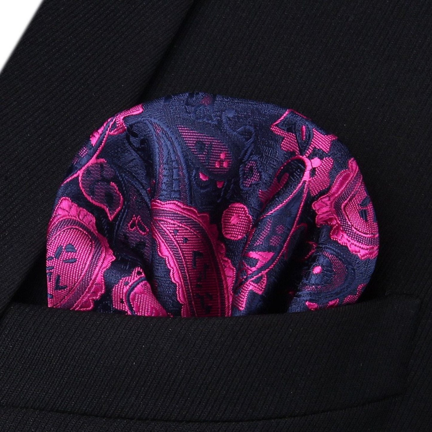 Hisdern Plum Navy Blue Paisley Bow Tie Set For Evening Wear