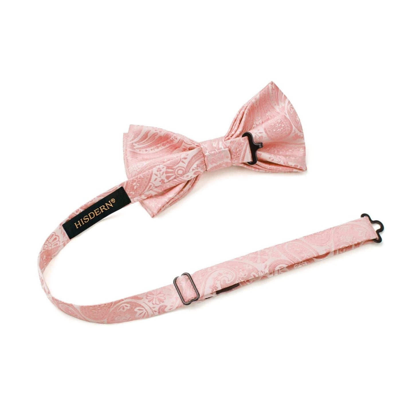 Hisdern Baby Pink Paisley Pre-Tied Bow Tie Set for Wedding