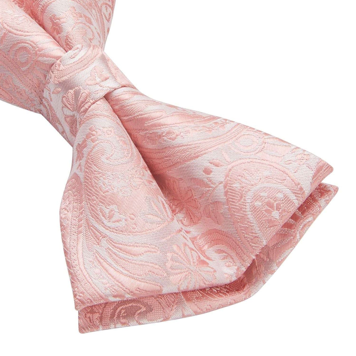 Hisdern Baby Pink Paisley Pre-Tied Bow Tie Set for Wedding