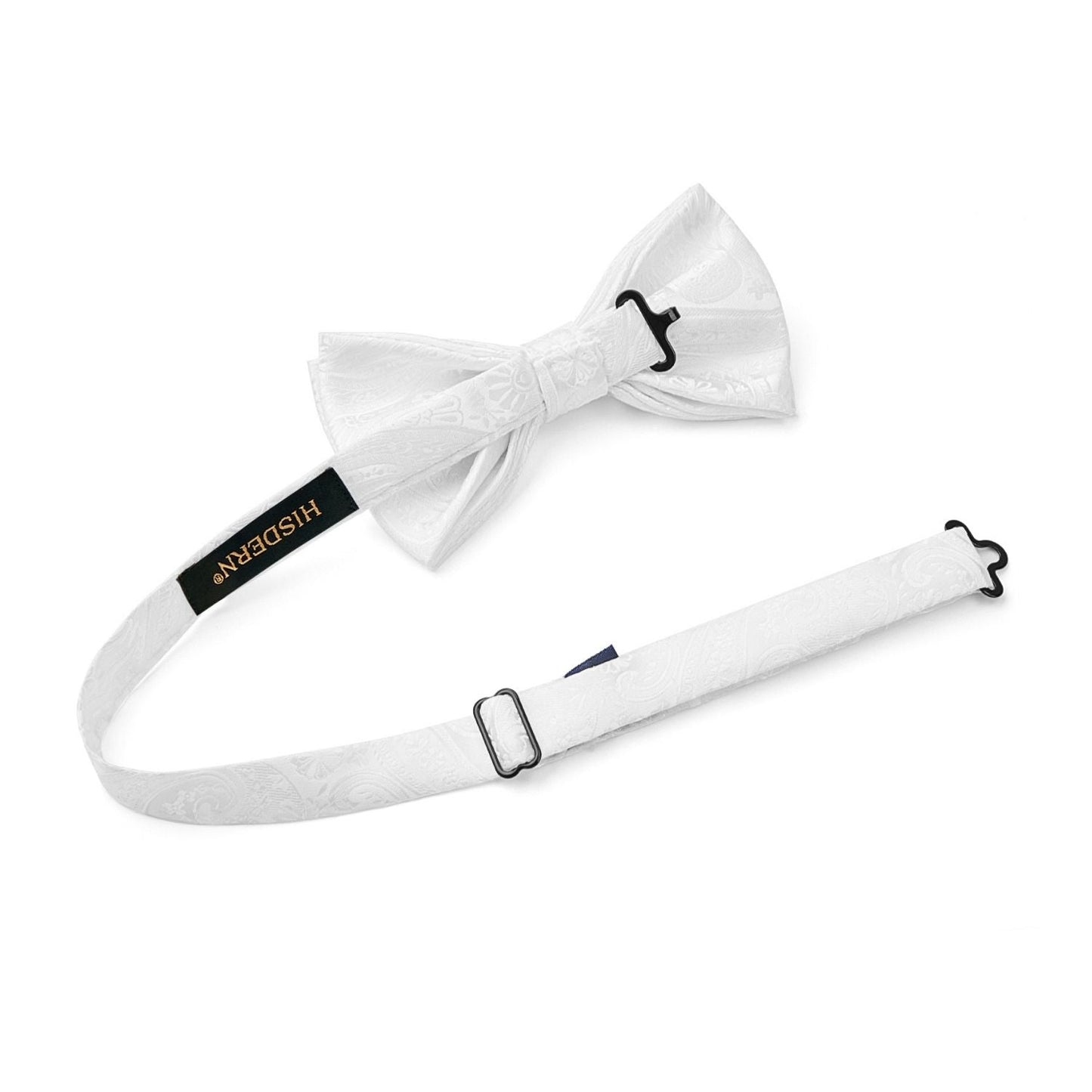 Hisdern Vintage White Paisley Pre-Tied Bow Tie Set for Wedding