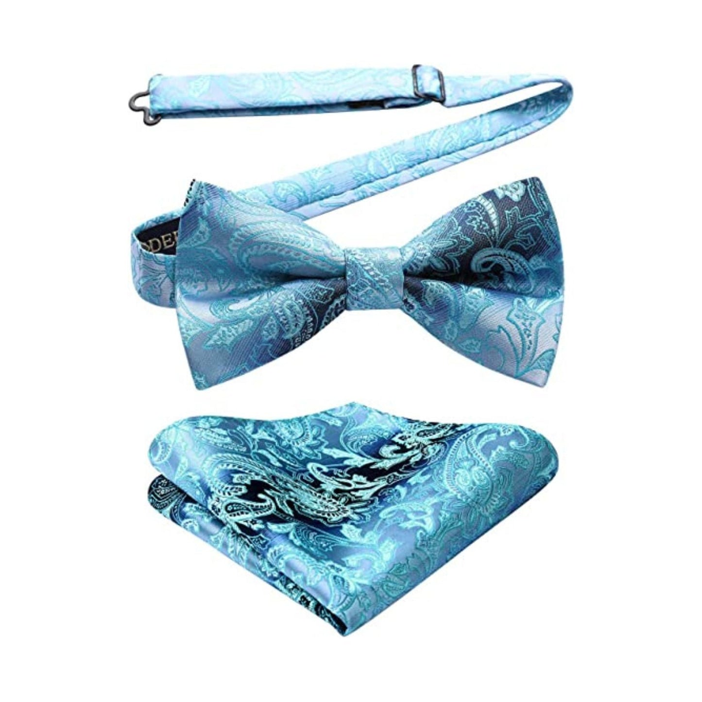 Hisdern Vintage Zauqa Paisley Pre-Tied Bow Tie Set for Wedding