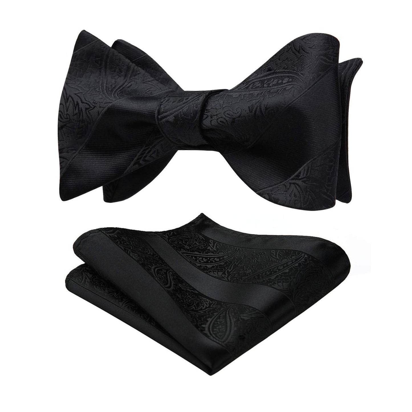 Hisdern Black Paisley Bow Tie Set For Evening Wear