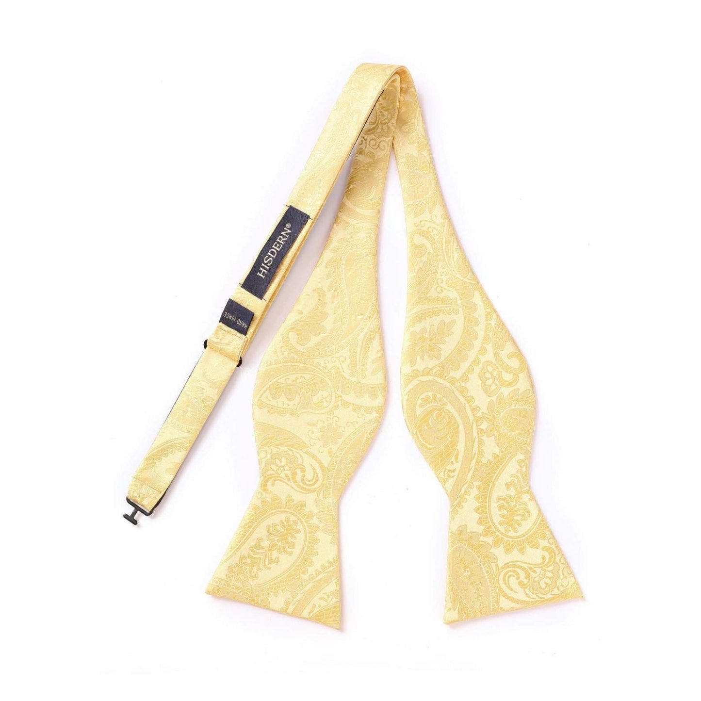 Hisdern Yellow Paisley Bow Tie Set For Evening Wear