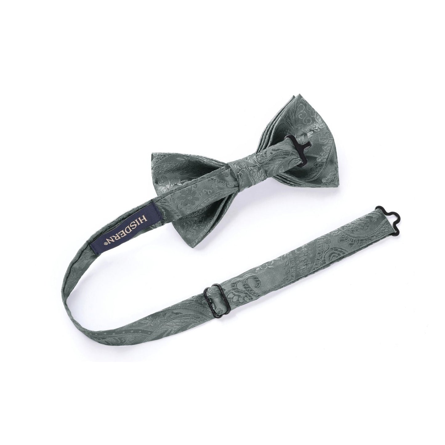 Hisdern Grey Paisley Pre-Tied Bow Tie Set for Wedding