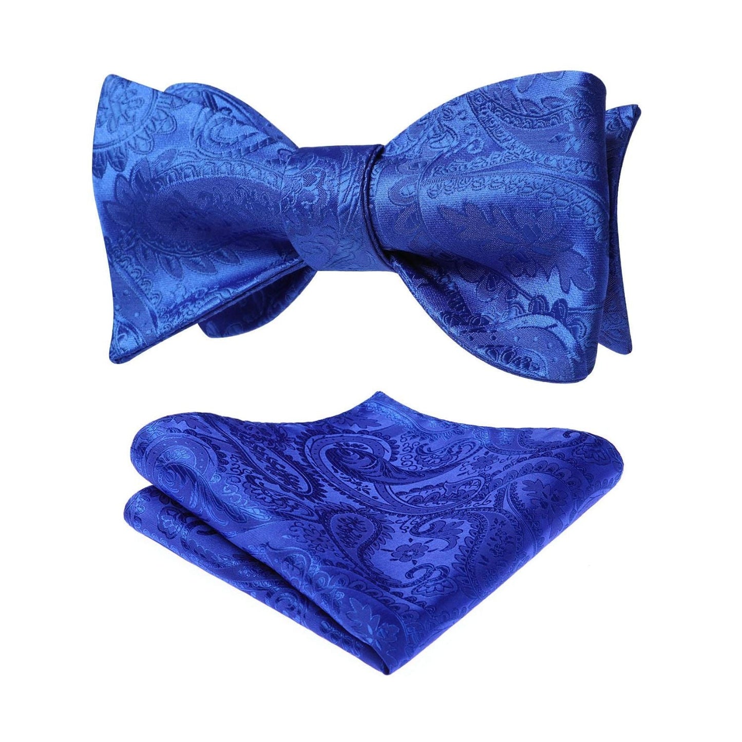 Hisdern Blue Paisley Bow Tie Set For Evening Wear