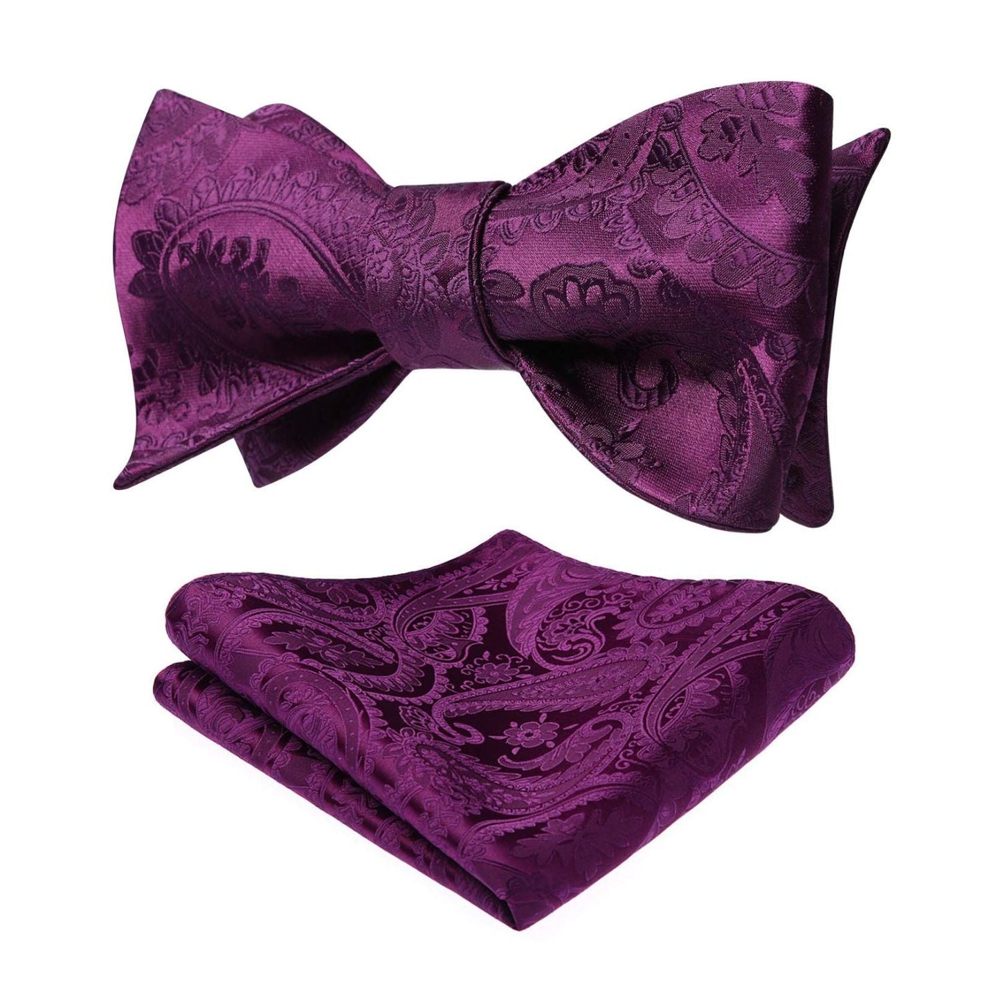 Hisdern Purple Paisley Bow Tie Set For Evening Wear
