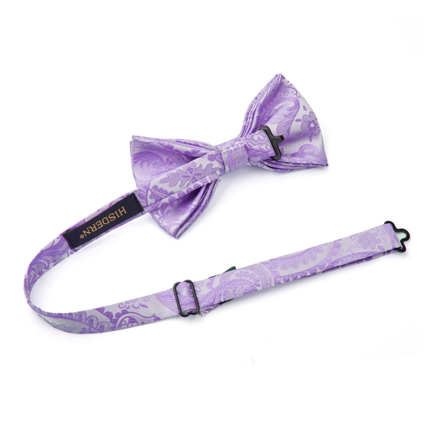 Hisdern Purple Paisley Pre-Tied Bow Tie Set for Wedding