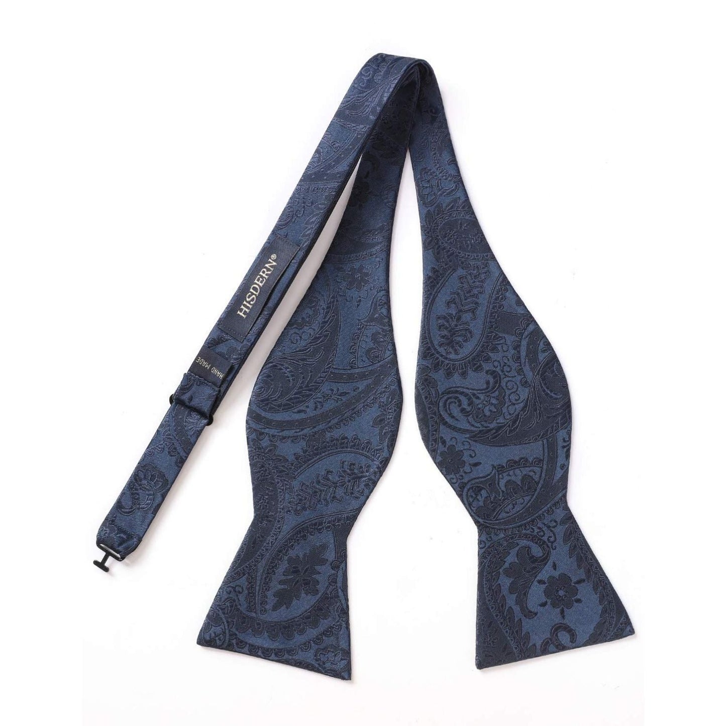 Hisdern Navy Blue Paisley Bow Tie Set Groomsmen Wedding