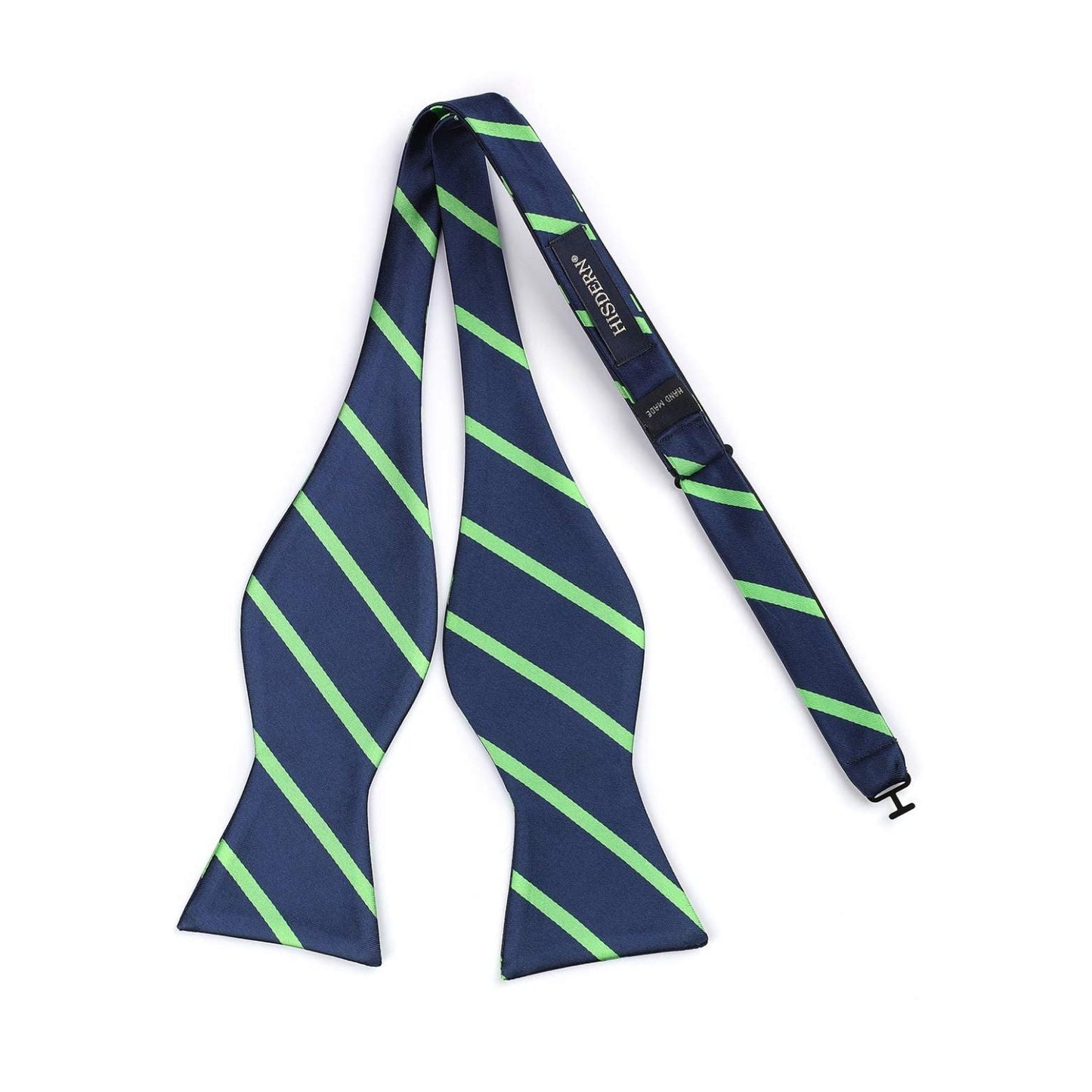 Hisdern Green Blue Striped Bow Tie Accessories Set For Evening Wear