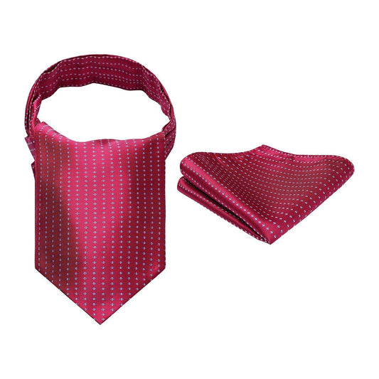 Hisdern Polka Dot Ascot Red Cravat for Men Vintage Style Neckwear