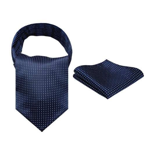 Hisdern Polka Dot Ascot Blue Cravat for Men Vintage Style Neckwear