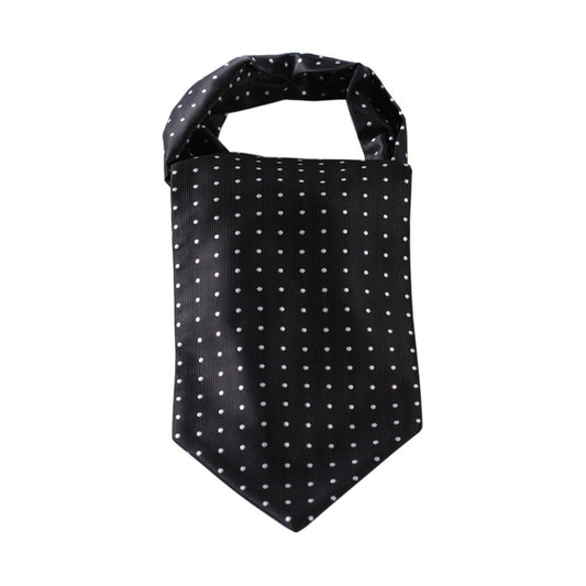 Hisdern Polka Dot Ascot Black White Cravat for Men Vintage Style Neckwear