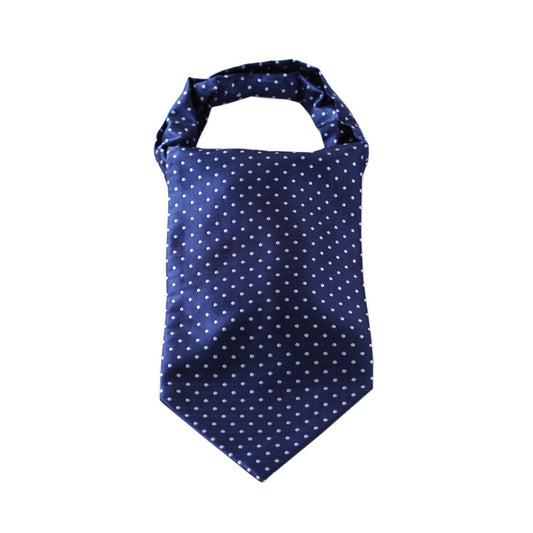 Hisdern Polka Dot Ascot Navy Blue Cravat for Men Vintage Style Neckwear