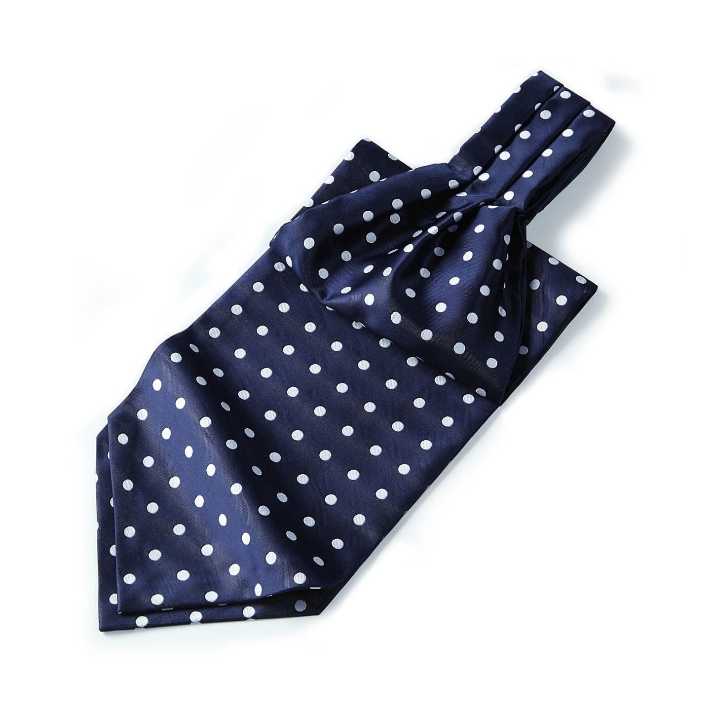 Hisdern Polka Dot Ascot Navy Blue Cravat for Men Vintage Style Neckwear