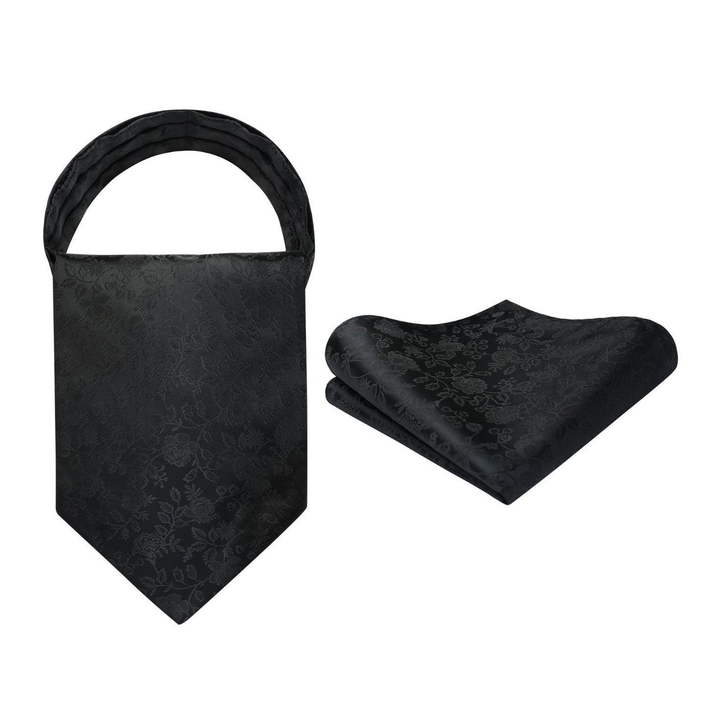 Hisdern Floral Black Ascot Cravat for Men Wedding Formal