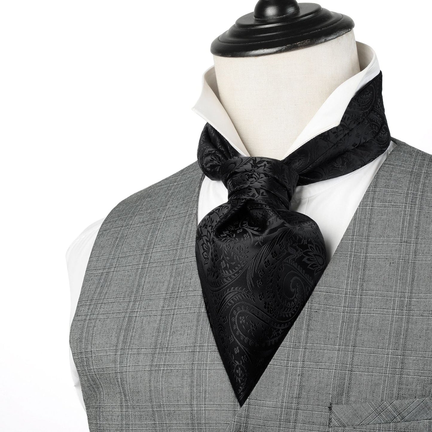 Hisdern Paisley Ascot Cravat for Men Navy Blue Formal Neckwear