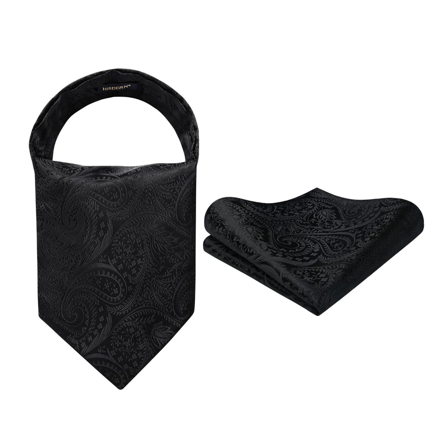 Hisdern Paisley Ascot Cravat for Men Navy Blue Formal Neckwear